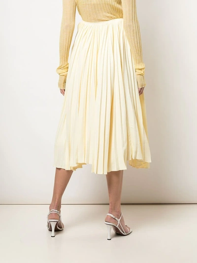 Shop Proenza Schouler Asymmetric Pleated Side Buckle Skirt In Yellow