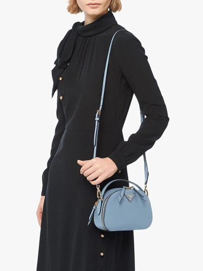 Shop Prada Odette Saffiano Leather Bag In Blue