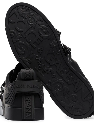 Shop Dolce & Gabbana Portofino Leather Sneakers In Black