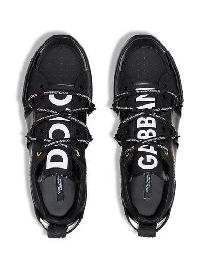 Shop Dolce & Gabbana Portofino Leather Sneakers In Black