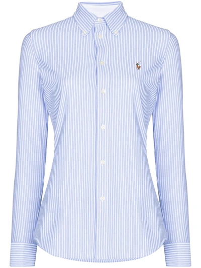 Shop Polo Ralph Lauren Logo-embroidered Stripe Shirt In Blue
