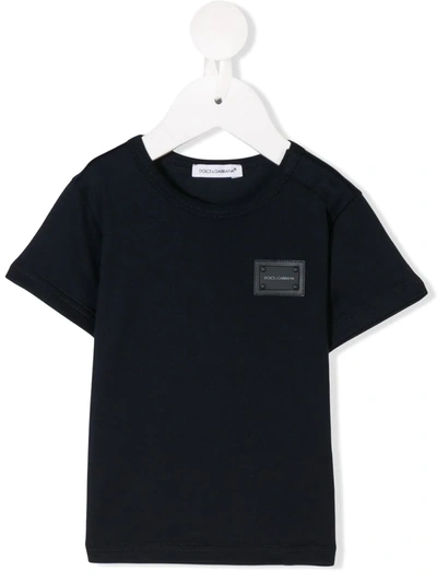Shop Dolce & Gabbana Logo-tag Cotton T-shirt In Blue