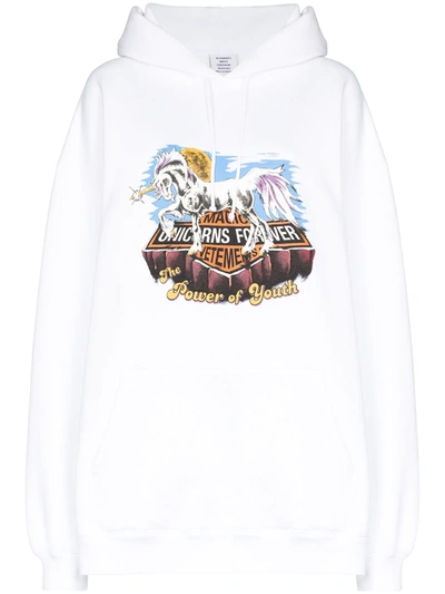 Shop Vetements Magic Unicorn-print Hoodie In White