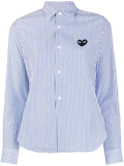 Shop Comme Des Garçons Play Stripe Print Heart Shirt In White