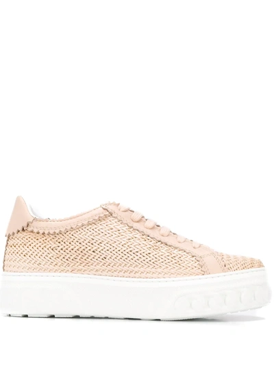 Shop Casadei Woven Low-top Sneakers In Pink