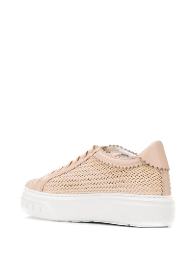 Casadei Woven Lace-up Sneakers In Pink
