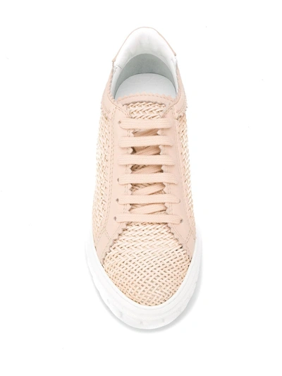 Casadei Woven Lace-up Sneakers In Pink