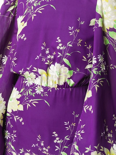 Attico Floral Silk Turtleneck Minidress In Purple