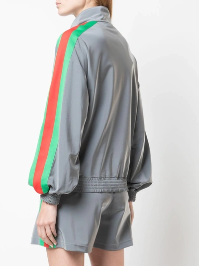 Shop Gucci House Web Stripe Jacket In Silver