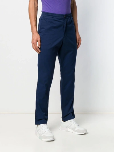 Shop Polo Ralph Lauren Embroidered Logo Trousers In Blue