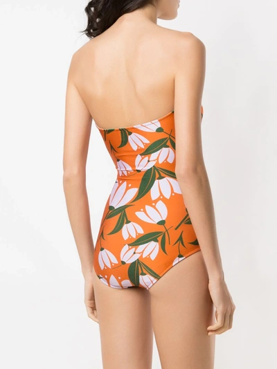 Shop Adriana Degreas Printed Tie Knot Swimsuit In Orange