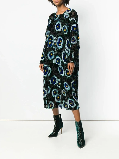 Shop Talbot Runhof Velvet Floral Print Dress In Black