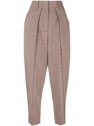 Shop Cedric Charlier Checked Trousers In Red