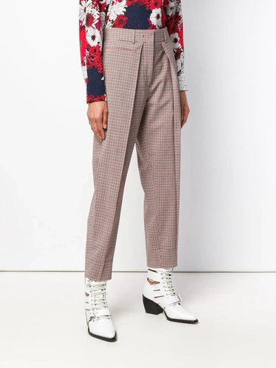 Shop Cedric Charlier Checked Trousers In Red