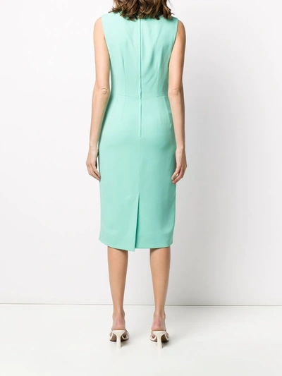 Shop Dolce & Gabbana Fitted V-neck Dress In Green