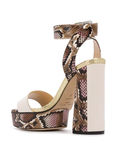 Shop Jimmy Choo Jax 125mm Snakeskin-effect Sandals In Neutrals