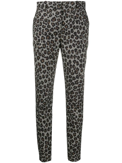 Shop Versace Leopard Print Tailored Trousers In White