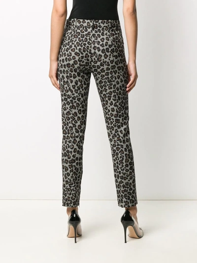 Shop Versace Leopard Print Tailored Trousers In White