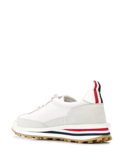 Thom Browne White Low Top Perforated Sneaker With Non-slip Rubber Outsole In White