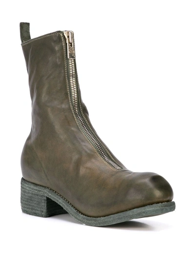 Guidi Zip Front Ankle Boots In Green