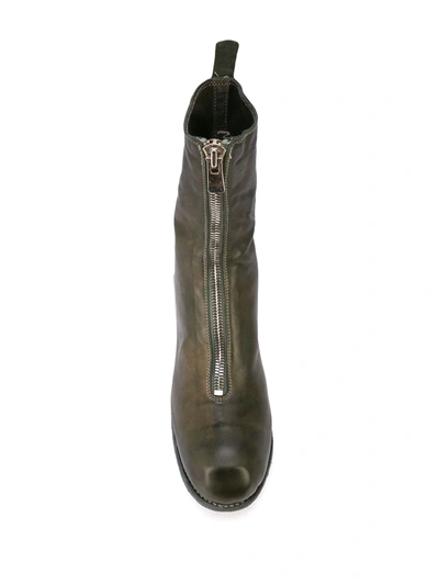 Guidi Zip Front Ankle Boots In Green