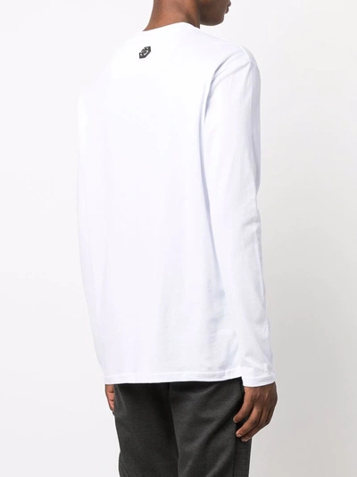 Shop Philipp Plein Round Neck Long-sleeved T-shirt In White
