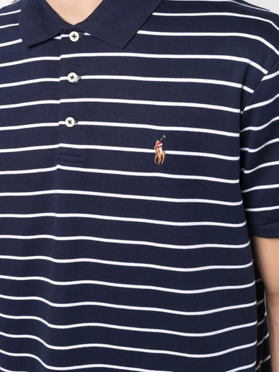 Shop Polo Ralph Lauren Striped Short-sleeved Polo Shirt In Blau