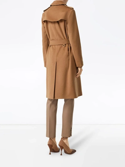 Shop Burberry Cashmere Trench Coat In Brown
