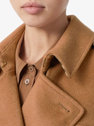 Shop Burberry Cashmere Trench Coat In Brown