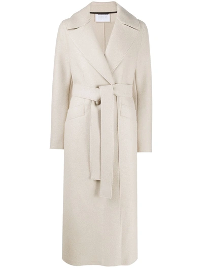 Harris Wharf London Belted Wool Coat In Neutrals