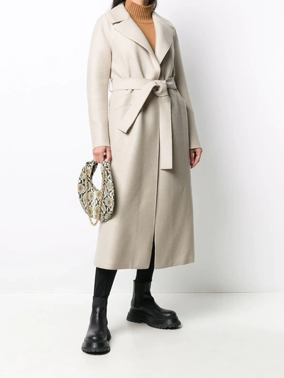 Harris Wharf London Belted Wool Coat In Neutrals
