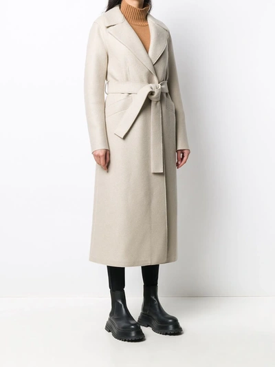 Harris Wharf London Belted Wool Coat In Neutrals