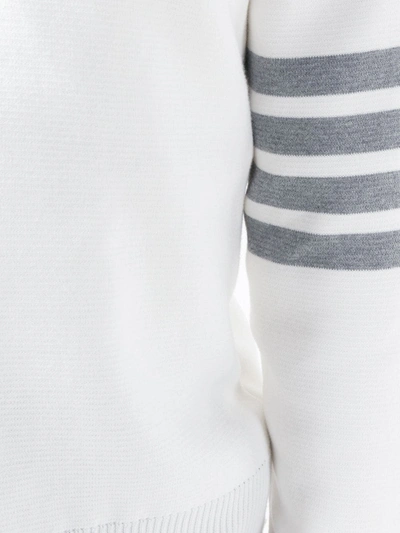 Thom Browne Stripe Sleeve Waffle Knit Sweatshirt In White