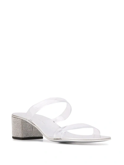 Shop Giuseppe Zanotti Crystal Heel Sandals In Silver