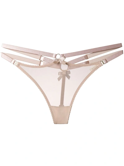 Shop Bordelle Multi-strap Thong In Neutrals