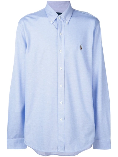 Shop Polo Ralph Lauren Logo-embroidered Button-down Shirt In Blue