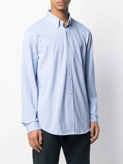 Shop Polo Ralph Lauren Logo-embroidered Button-down Shirt In Blue