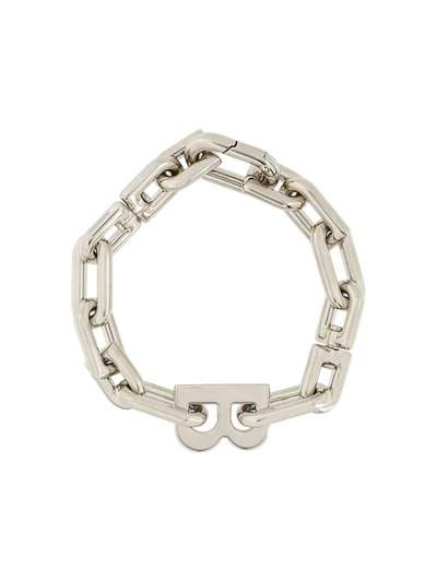 Shop Balenciaga B Chain Bracelet In Silver
