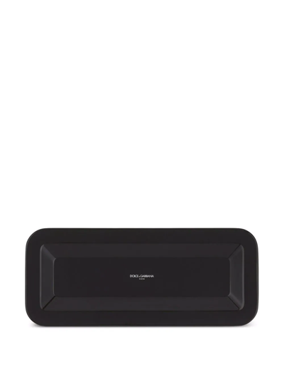 Dolce & Gabbana Small Zebra-print Wood Tray In Schwarz
