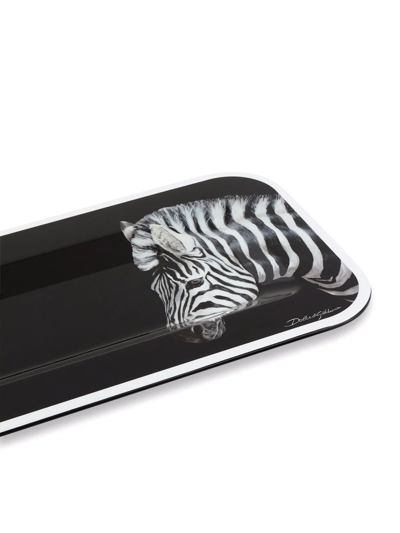 Shop Dolce & Gabbana Small Zebra-print Wood Tray In Schwarz