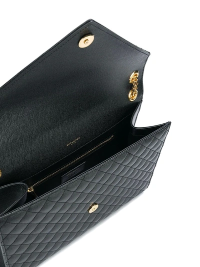 Shop Saint Laurent Large Envelope Leather Shoulder Bag In Black
