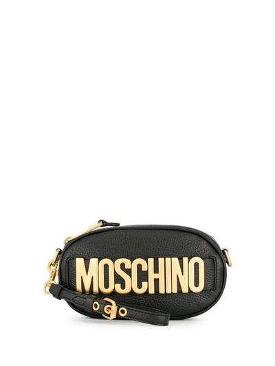 Shop Moschino Logo Plaque Belt Bag In Black