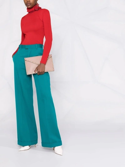 Valentino Rockstud Leather Clutch In Pink