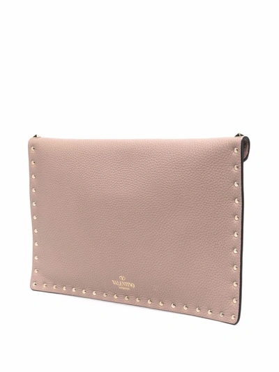 Shop Valentino Rockstud Envelope Clutch Bag In Pink