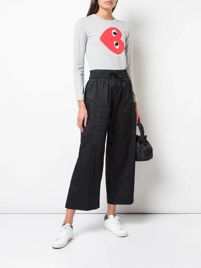 Shop Comme Des Garçons Play Printed Logo T-shirt In Grey