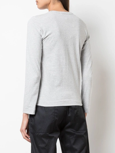 Comme Des Garçons Play Comme Des Garcons Play Grey Horizontal Heart Long Sleeve T-shirt In Grey