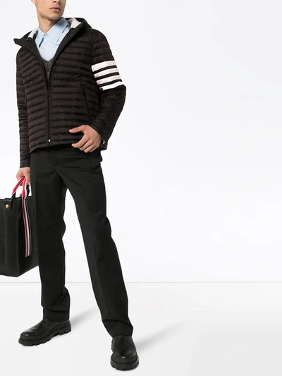 Thom Browne 4 Bar Stripe Downfill Qulited Jacket In Black