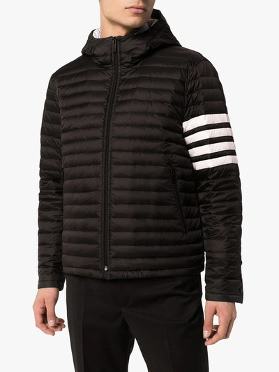 Thom Browne 4 Bar Stripe Downfill Qulited Jacket In Black