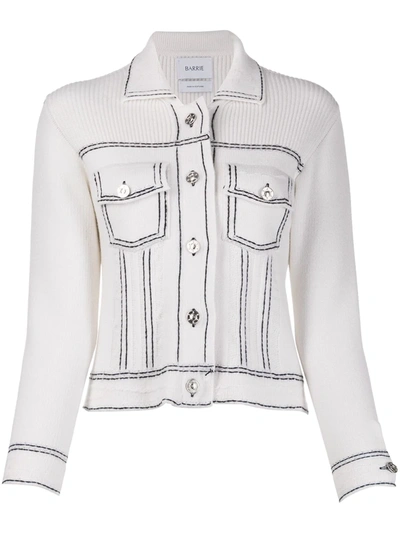 Shop Barrie Contrast Stitching Slim-fit Jacket In White