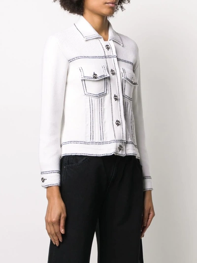 Shop Barrie Contrast Stitching Slim-fit Jacket In White